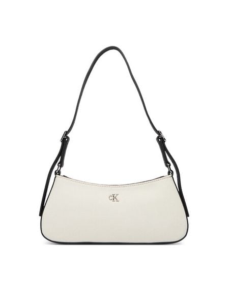 Calvin Klein Torebka Ck Canvas Small Shoulder Bag LV04F3347G Biały. Białe torebki klasyczne Calvin Klein, bez wzorów, z materiału, bez dodatków. Za 409,99 zł.