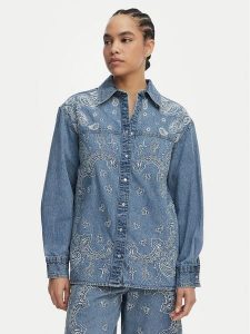 Liu Jo Koszula jeansowa UA6145 D0313 Niebieski Regular Fit. Niebieskie koszule Liu Jo, bez wzorów, z bawełny, bez kołnierzyka, bez ramiączek. Za 499,99 zł.
