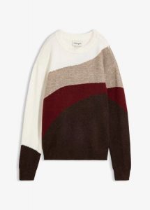 Sweter. Białe swetry klasyczne bonprix, bez kołnierzyka. Za 129,99 zł.
