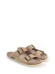 Sunbay Klapki "Trefle" w kolorze beżowym rozmiar: 42. Brązowe klapki Sunbay, bez wzorów, z otwartym noskiem, bez obcasa, na płaskiej podeszwie. Za 149,66 zł.