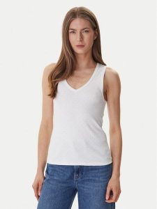 DKNY Top DJ6T1730 Biały Slim Fit. Białe topy DKNY, m, bez wzorów, z syntetyku, bez kołnierzyka, bez ramiączek. Za 144,99 zł.
