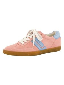 Paul Green Skórzane sneakersy w kolorze jasnoróżowo-błękitnym rozmiar: 38. Niebieskie trampki Paul Green, bez wzorów, bez zapięcia. Za 379,50 zł.