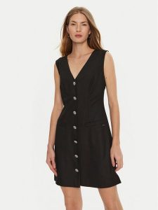 Guess Sukienka koktajlowa Doris W4BK11 WGIF2 Czarny Slim Fit. Czarne kombinezony Guess, xs, z aplikacjami, z syntetyku, wizytowe, bez kołnierzyka, bez ramiączek. Za 489,99 zł.
