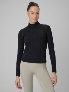 4F Bluza treningowa slim szybkoschnąca damska - czarna XL. Czarne bluzy 4f, l, bez wzorów, bez kaptura. Za 179,99 zł.