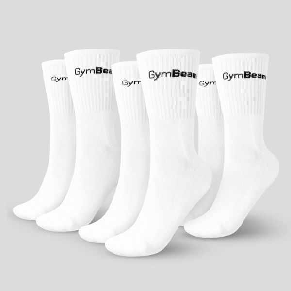 Skarpety GymBeam 32620 3/4 3. Białe skarpetki GYMBEAM, bez wzorów. Za 39,99 zł.