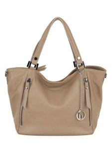 Lia Biassoni Skórzany shopper bag "Alserio" w kolorze szarobrązowym - 42 x 26 x 14 cm rozmiar: onesize. Brązowe shopper bag Lia Biassoni, bez wzorów, z materiału, na ramię, bez dodatków. Za 347,99 zł.