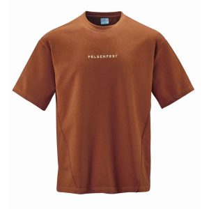 Koszulka boulderingowa Oversized Volumes. Brązowe bluzki FELSENFEST, bez wzorów, z bawełny, sportowe, bez kołnierzyka, bez ramiączek. Za 159,99 zł.