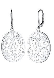 Elli Damski ornament kwiatowy ze srebra próby 925 Sterling Silver Kolczyki 1 ct. Szare kolczyki Elli, metalowe. Za 303,99 zł.