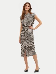 Vero Moda Sukienka koszulowa Mymilo 10282532 Beżowy Regular Fit. Brązowe kombinezony Vero Moda, s, bez wzorów, ze lnu, bez kołnierzyka, bez ramiączek. Za 129,99 zł.
