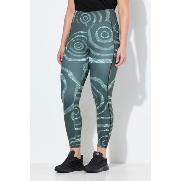 Damskie Legginsy sportowe szybkoschnące kieszenie z recyklingu. Zielone legginsy Ulla Popken, bez wzorów, z elastanu. Za 239,99 zł.