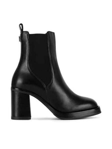 Lasocki Botki RST-TOP-02 Czarny. Czarne botki Lasocki, bez wzorów, ze skóry, bez obcasa, na słupku, bez zapięcia. Za 299,99 zł.