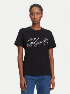 KARL LAGERFELD T-Shirt A3W17018 Czarny Regular Fit. Czarne t-shirty KARL LAGERFELD, xs, bez wzorów, z bawełny, bez kołnierzyka, bez ramiączek. Za 269,99 zł.