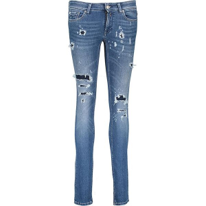 Dżinsy "Luz" - Skinny fit - w kolorze niebieskim. Niebieskie jeansy marki Replay, z aplikacjami. W wyprzedaży za 282,95 zł.