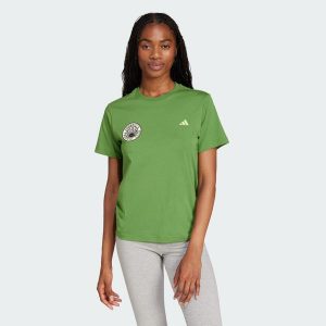 Koszulka adidas x FARM Graphic. Brązowe bluzki ADIDAS, s, bez wzorów, sportowe, bez kołnierzyka, bez ramiączek. Za 159,00 zł.