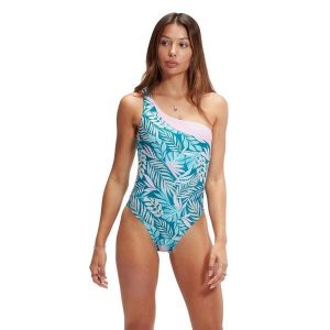 Asymetryczny Kostium Kąpielowy Speedo – Niebieski/Różowy – Rozmiar 34. Czerwone stroje jednoczęściowe Speedo, bez wzorów. Za 241,38 zł.