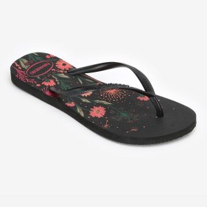 Japonki damskie Havaianas Slim Organic. Czarne klapki Havaianas, bez wzorów, z kauczuku, bez obcasa. Za 149,99 zł.
