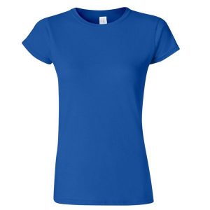 Koszulka Damska Krótki Rękaw Soft Style. Niebieskie bluzki GILDAN, xl, bez wzorów, sportowe, bez kołnierzyka, bez ramiączek. Za 29,99 zł.