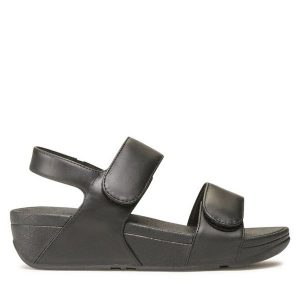 Sandały FitFlop. Czarne sandały FitFlop, bez wzorów, bez obcasa, na koturnie, bez zapięcia. Za 309,99 zł.