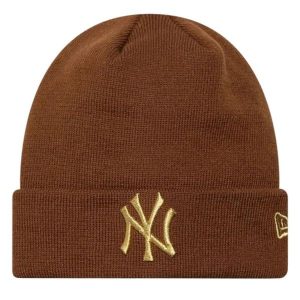 Czapka damska Wmns Metallic Logo Beanie New York Yankees Hat. Brązowe czapki New Era, bez wzorów, z materiału, sportowe. Za 129,99 zł.