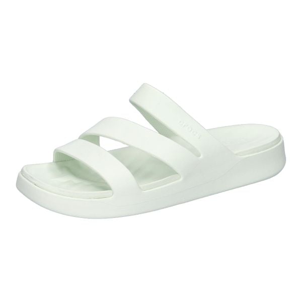 Klapki Crocs Getaway Strappy W Damskie. Niebieskie klapki Crocs, bez wzorów, z materiału, bez obcasa, na koturnie. Za 183,85 zł.