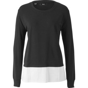 Bluza dresowa z koszulową wstawką bonprix czarny. Bluzy marki 4f. Za 37,99 zł.
