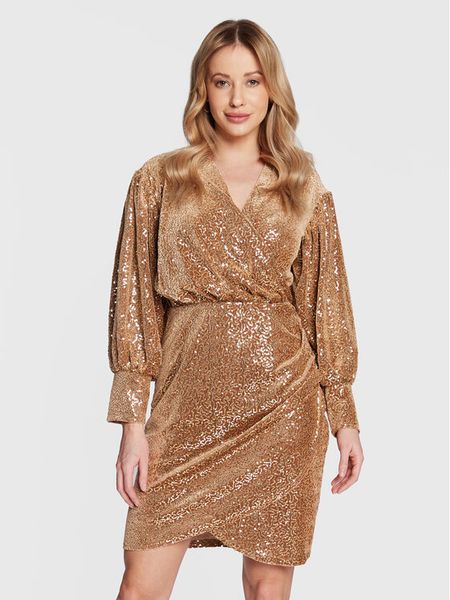 Closet London Sukienka koktajlowa JD875 Brązowy Regular Fit. Brązowe kombinezony Closet London, bez wzorów, z syntetyku, wizytowe, bez kołnierzyka, bez ramiączek. Za 359,99 zł.