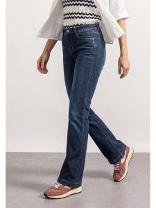 Street One Dżinsy - Bootcut fit - w kolorze granatowym rozmiar: W29/L30. Niebieskie jeansy Street One, z aplikacjami, ze skóry. Za 204,95 zł.