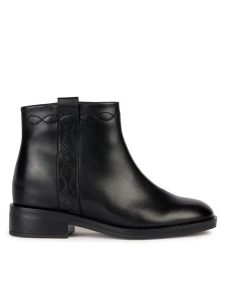 Geox Botki D Larysse D36TXB 00043 C9999 Czarny. Czarne botki Geox, bez wzorów, ze skóry, bez obcasa, na płaskiej podeszwie, bez zapięcia. Za 509,99 zł.