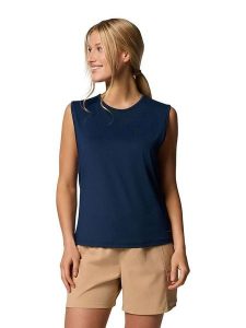 Columbia Top funkcyjny "Chill River Tank II" w kolorze granatowym rozmiar: S. Niebieskie topy Columbia, s, bez wzorów, z materiału, bez kołnierzyka, bez ramiączek. Za 84,21 zł.