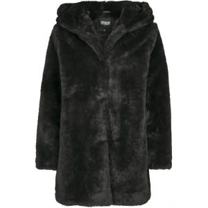Parka damska w dużych rozmiarach Urban Classic hooded teddy coat. Czarne kurtki Urban Classics, na zimę, bez wzorów, z kapturem. Za 382,90 zł.