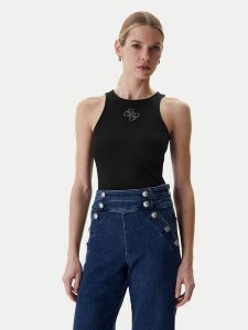Guess Top W6RP39 KD092 Czarny Regular Fit. Czarne topy Guess, s, z aplikacjami, z syntetyku, bez kołnierzyka, bez ramiączek. Za 179,99 zł.