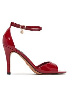 Nine West Sandały S4S16766 Czerwony. Czerwone sandały Nine West, bez wzorów, z materiału, bez obcasa, na szpilce, bez zapięcia. Za 229,99 zł.