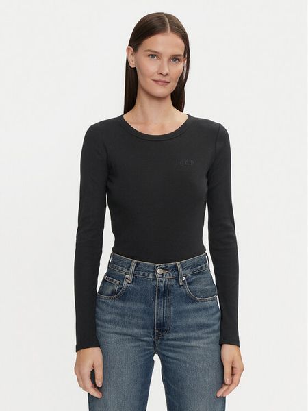 Gap Bluzka 542721-00 Czarny Slim Fit. Czarne bluzki GAP, xl, bez wzorów, z bawełny, bez kołnierzyka, bez ramiączek. Za 89,99 zł.