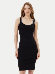 KARL LAGERFELD Sukienka codzienna A2W13018 Czarny Slim Fit. Czarne sukienki KARL LAGERFELD, na co dzień, xl, bez wzorów, z syntetyku, bez kołnierzyka, bez ramiączek, proste. Za 529,99 zł.