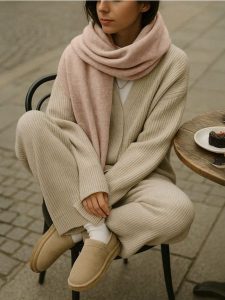 Szalik z domieszką wełny - beżowy. Brązowe szaliki Sinsay, bez wzorów, z wełny. Za 39,99 zł.