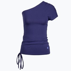 Koszulka do jogi Moonholi One Shoulder String na jedno ramię. Niebieskie bluzki MOONHOLI, s, bez wzorów, sportowe, bez kołnierzyka, bez ramiączek. Za 219,00 zł.