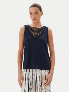 JDY Top Dodo 15296246 Granatowy Regular Fit. Niebieskie topy JDY, l, bez wzorów, z syntetyku, bez kołnierzyka, bez ramiączek. Za 39,99 zł.