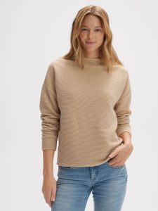 OPUS Bluza w kolorze beżowym rozmiar: 44. Brązowe bluzy Opus, bez wzorów, prążkowane, bez kaptura. Za 122,96 zł.