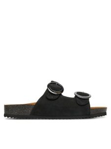 Caprice Klapki 9-27403-44 Czarny. Czarne klapki Caprice, bez wzorów, z nubiku, bez obcasa. Za 223,99 zł.