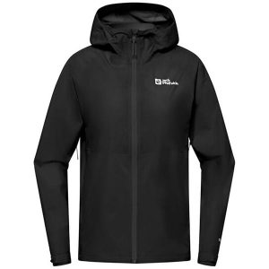 Kurtka przeciwdeszczowa damska Jack Wolfskin Prelight 2.5L LT. Czarne kurtki Jack Wolfskin, l, bez wzorów, bez kaptura. Za 589,99 zł.