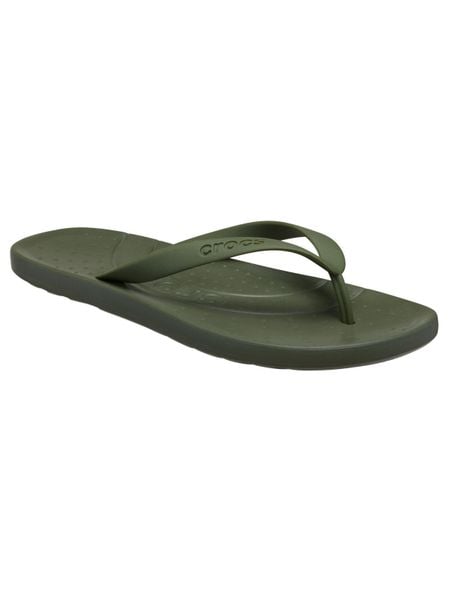 Japonki Dla Dorosłych Crocs 210089 Flip. Zielone klapki Crocs, bez wzorów, z materiału, bez obcasa. Za 119,99 zł.