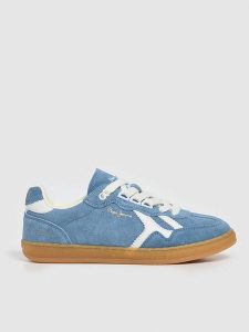 Pepe Jeans FOOTWEAR Skórzane sneakersy w kolorze błękitnym rozmiar: 39. Niebieskie trampki Pepe Jeans FOOTWEAR, bez wzorów, z jeansu, bez zapięcia. Za 190,63 zł.