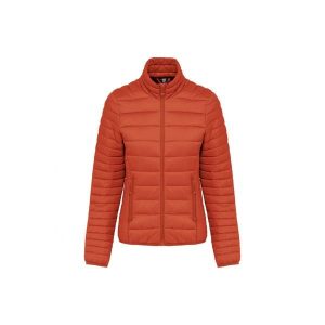 Damska lekka kurtka puchowa Kariban. Brązowe kurtki KARIBAN, bez wzorów, z puchu, bez kaptura. W wyprzedaży za 232,00 zł.