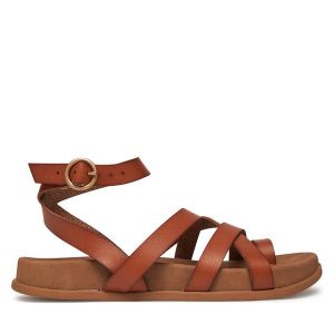 Sandały Roxy. Brązowe sandały Roxy, bez wzorów, bez obcasa, na płaskiej podeszwie, bez zapięcia. Za 129,99 zł.