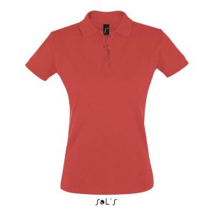 Damska koszulka polo Sol's Perfect. Czerwone bluzki SOL'S, s, bez wzorów, bez kołnierzyka, bez ramiączek. Za 109,00 zł.