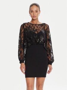 Rinascimento Sukienka koktajlowa CFC0125098003 Czarny Regular Fit. Czarne sukienki Rinascimento, s, bez wzorów, z syntetyku, wizytowe, bez kołnierzyka, bez ramiączek. Za 529,99 zł.