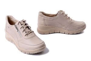 HELIOS KOMFORT 427 ecru 2, pólbuty damskie. Brązowe półbuty HELIOS KOMFORT, bez wzorów, ze skóry, bez obcasa, na koturnie, bez zapięcia. Za 314,90 zł.
