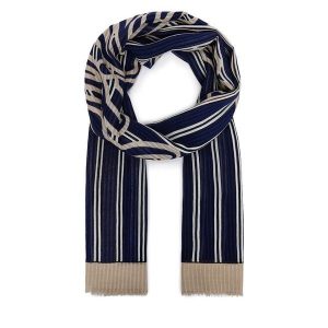 Szal Tommy Hilfiger. Niebieskie szaliki TOMMY HILFIGER, bez wzorów. Za 249,99 zł.