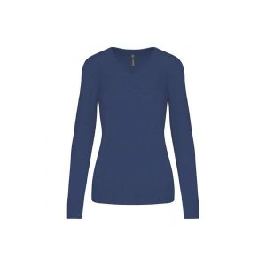 Damski sweter v-neck Kariban. Fioletowe swetry klasyczne KARIBAN, na zimę, bez kołnierzyka. Za 200,50 zł.