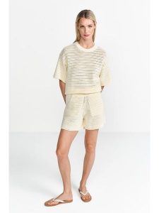 Rich & Royal Sweter w kolorze beżowym rozmiar: M. Brązowe swetry oversize Rich & Royal, m, bez wzorów, z bawełny, bez ramiączek. Za 193,24 zł.